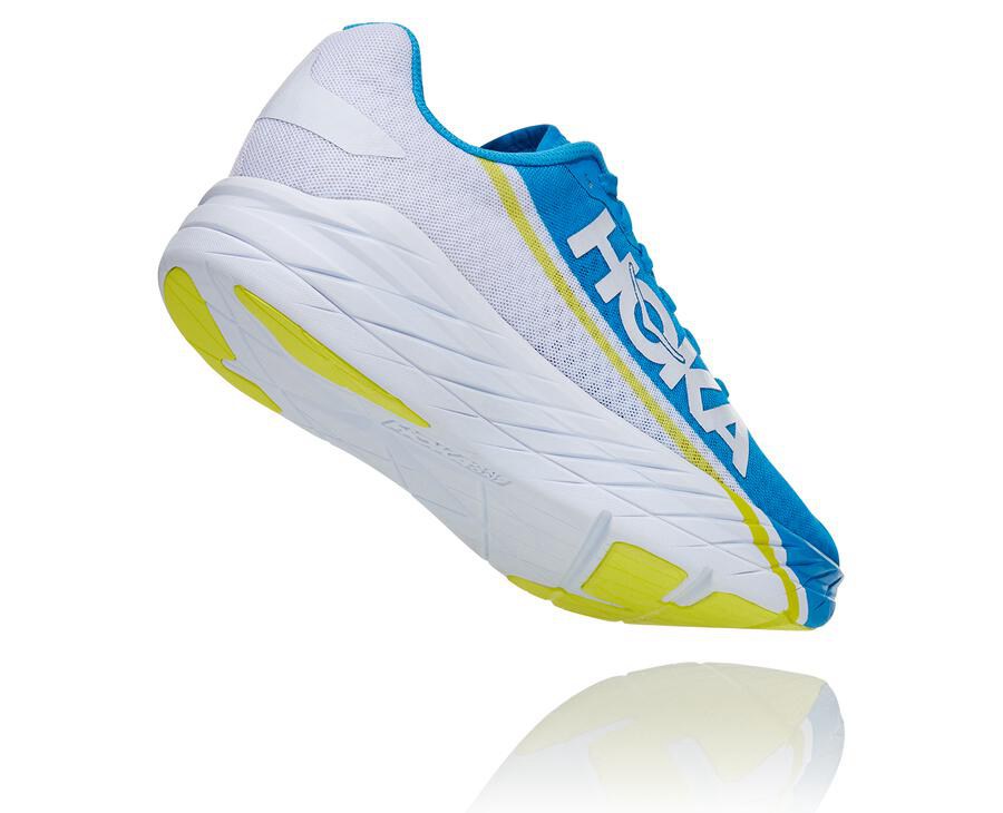 Hoka One One Running Shoes Mens White/Blue - Rocket X - 36709IEJW